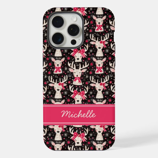 Estojo de Telefone Rena de Natal | Nome Personaliz (Verso)