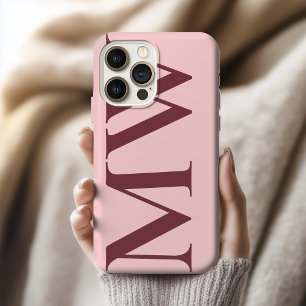 Estojo de Telefone Rosa com Inicial Personalizada 