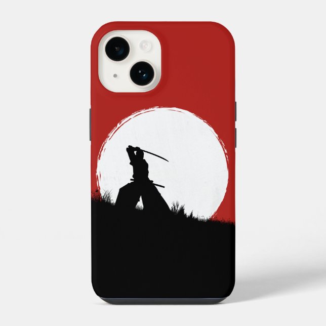 Estojo de telefone Sol Silhueta Samurai Japonês (Verso)