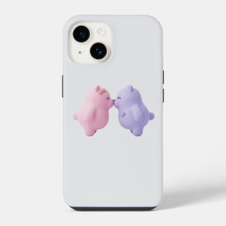 Estojo de Telefone Ursos Beijando Pastel Mignone M