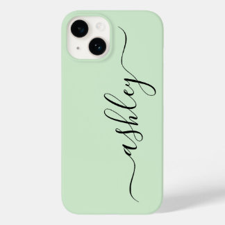 Estojo de telefone verde claro de luxo com nome pe