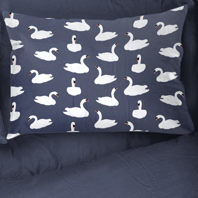 Estojo de Travesseiro com Padrão de Cisne Azul Mod (Swan Pillow)