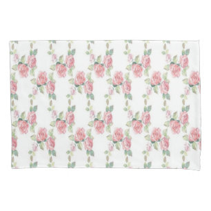 Estojo de Travesseiro Flor de Rosa Pink Folhas Ver