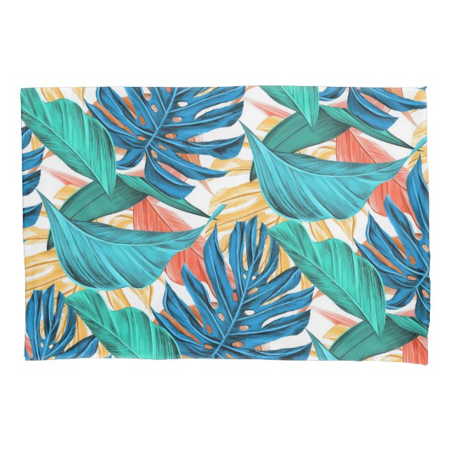 Estojo de Travesseiro Folhas Tropicais (Frente)