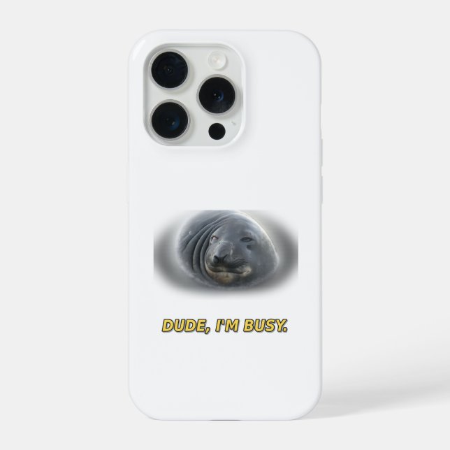 Estojo engraçado para iPhone 15 Pro com Foca Ocupa (Verso)