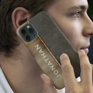 Estojo Monogram de couro look Metal Masculino Case