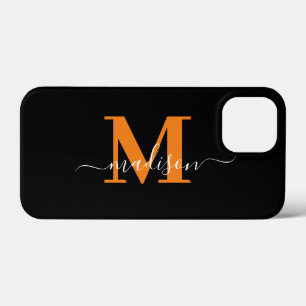 Estojo Monograma Preto e Laranja Moderno Case-Mate