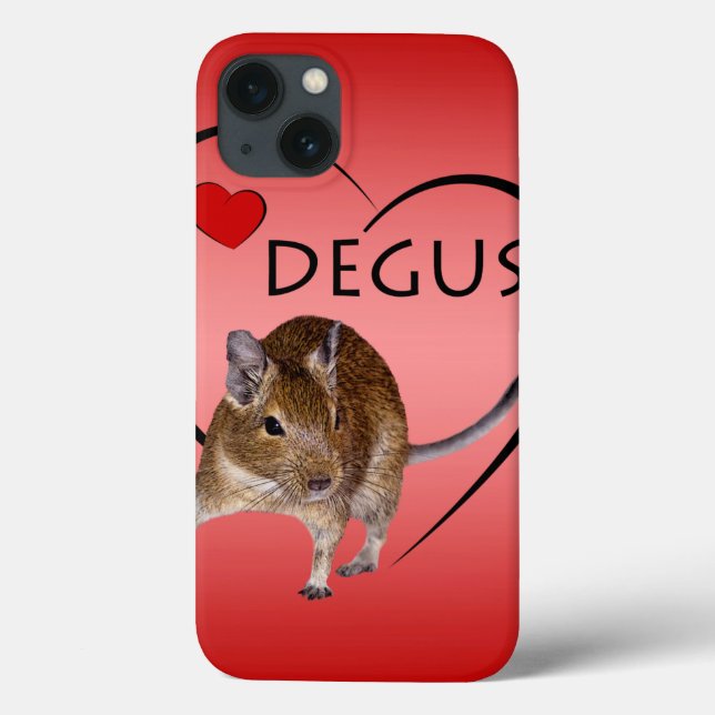 Estojo para iPad Love Degus (Rosa/Vermelho) (Verso)