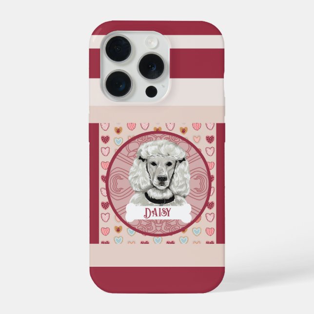 Estojo para iPhone 11 Pro Poodle + nome Valentine  (Verso)