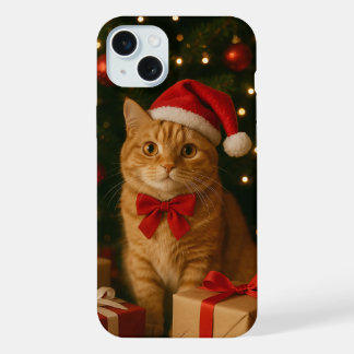 Estojo para iPhone 15 plus Gato com Fita de Natal