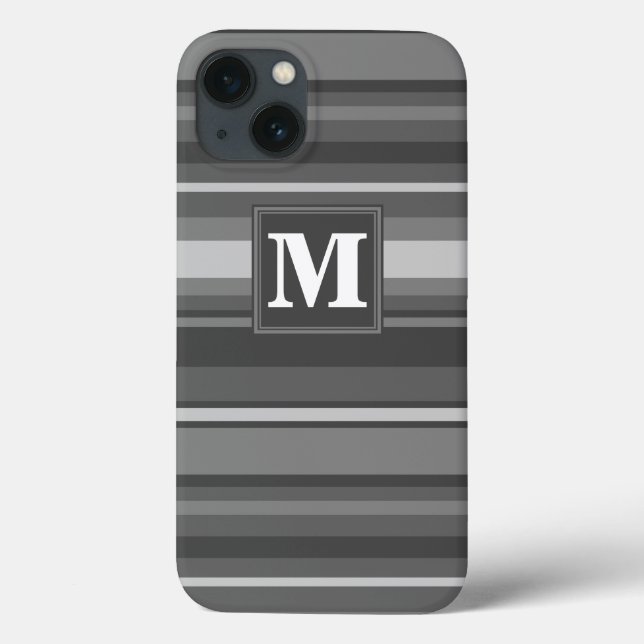 Estojo para iPhone Case-Mate com listras cinza e m (Verso)