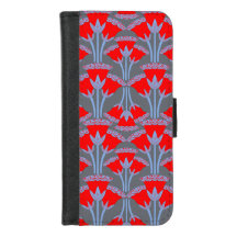 Estojo para iPhone com Carteira Flor de Sino Verme