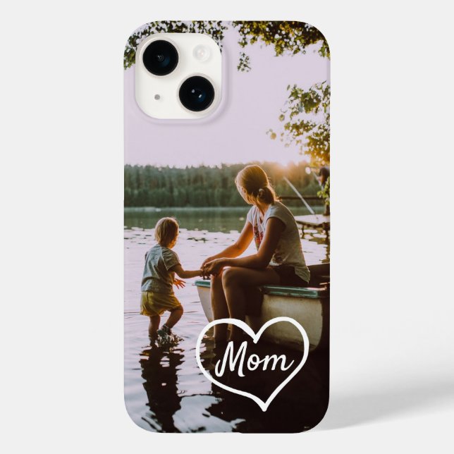 Estojo para iPhone com Foto da Família em Coração  (Verso)