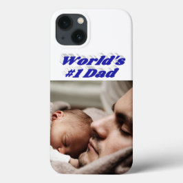 Estojo para iPhone com foto do papai em texto azul