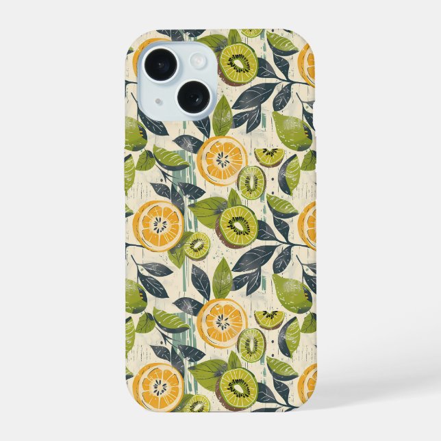 Estojo para iPhone com Padrão Estético de Limão e  (Verso)