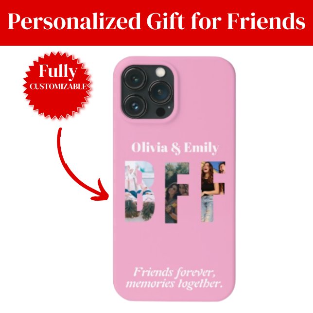 Estojo para iPhone de Colagem de Fotos de BFF – Pr (BFF Photo Collage iPhone Case – Gift for Friend)