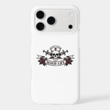 Estojo para Iphone de Enfermeira Crânio com Tatuag