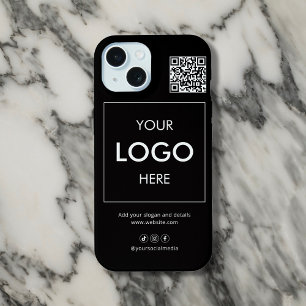 Estojo para iPhone Preto com Código QR de Logotipo