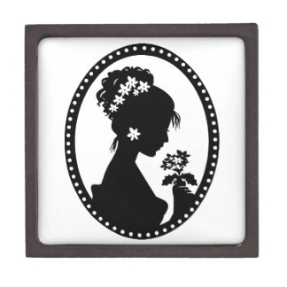 Estojo Para Jóias Premium Silhueta do cameo do Victorian