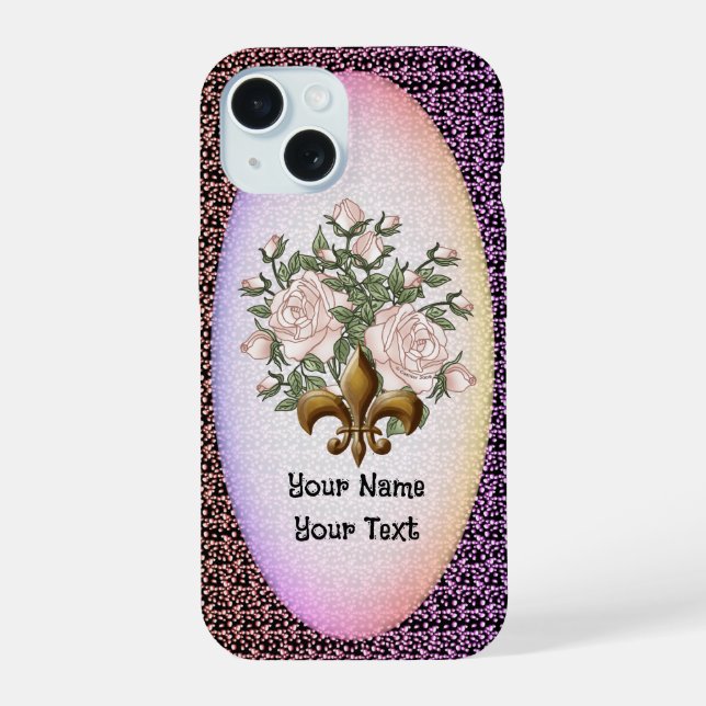 Estojo para telefone Fleur De Lis Roses (Verso)