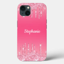 Estojo Personalizado Rosa com Glitter Glam