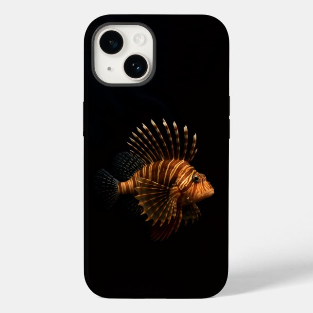 Estojo preto 4 Luxe para iPhone 14, Peixe-Leão Ver (Verso)