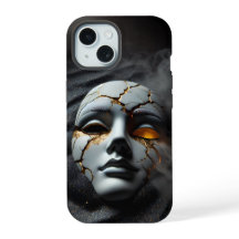 Estojo Resistente iPhone 15 Máscara de Porcelana R