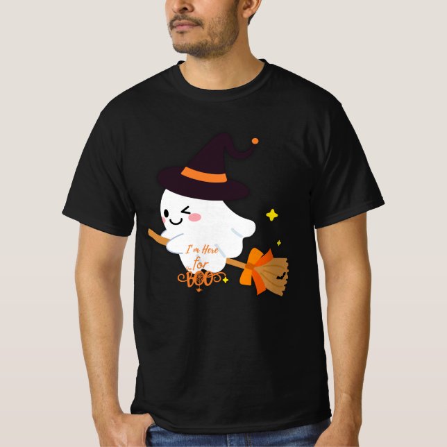 Estou aqui para a camiseta Boos Feliz Halloween (Frente)