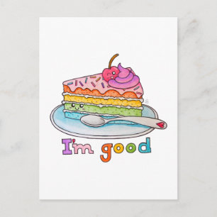 Estou Bem, Kawaii Cartão Postal de Bolo de Arco-Ír
