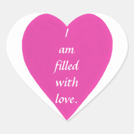 Estou cheio de amor coração rosa em adesivos branc