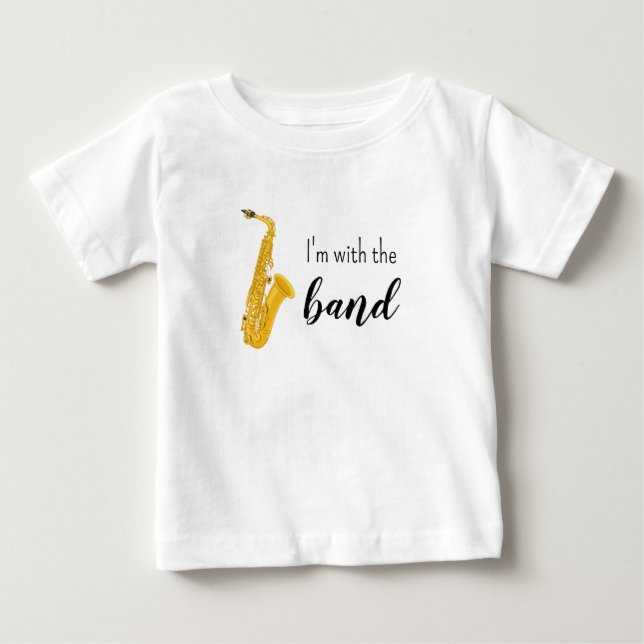 Estou com a Banda Camisa de Saxofone para Bebê/Inf (Frente)