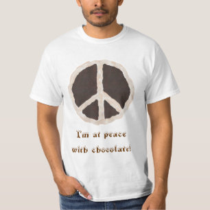 Estou em paz com camisetas de chocolate