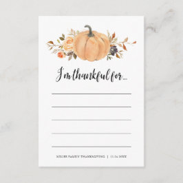 Estou grato pelo cartão de gratidão de Ação de Gra