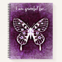 Estou grato pelo notebook Purple Butterfly Large
