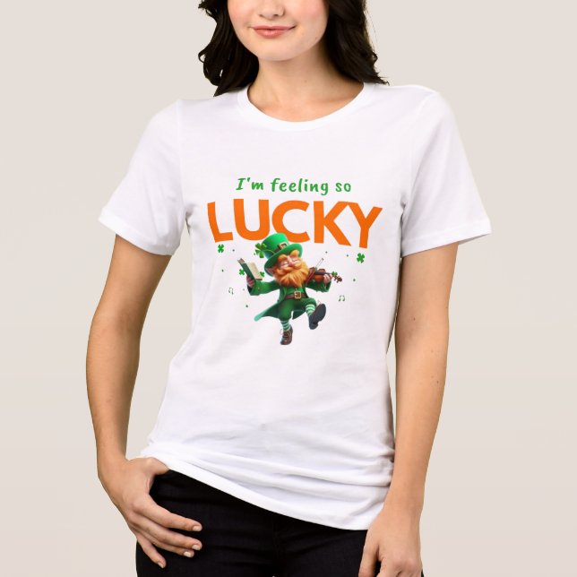 Estou Me Sentindo Tão Sortudo Leprechaun Dançando  (Frente)