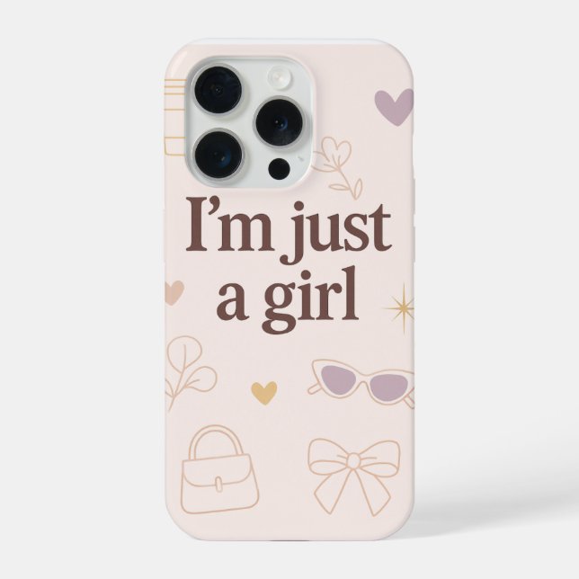 Estou Só uma Garota Capa Estética para iPhone 15 P (Verso)
