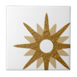 Estouro Moderno do Século médio Desativado<br><div class="desc">Médio moderno do século com inspiração de design com um solteiro vintage retro gold starburst off para baixo à direita, num fundo branco. Design simples e limpo moderno. Crie seu próprio azulejo personalizado carregando uma nova imagem ou use o botão "mensagem" para entrar em contato com o designer para obter...</div>