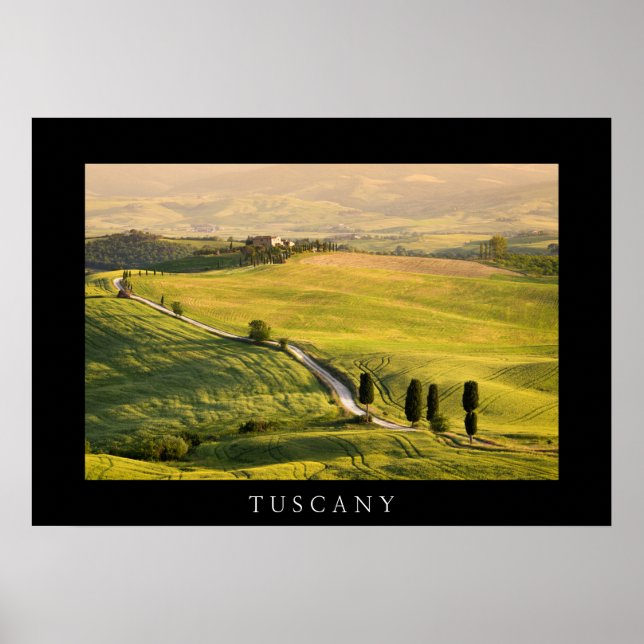 Estrada branca na Toscânia — poster preto (Frente)