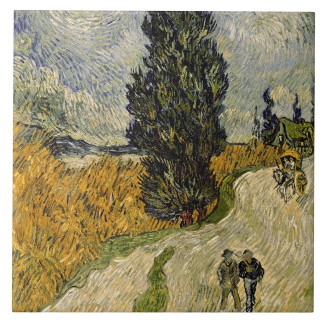 Estrada com ciprestes, 1890 de Vincent van Gogh | (Frente)