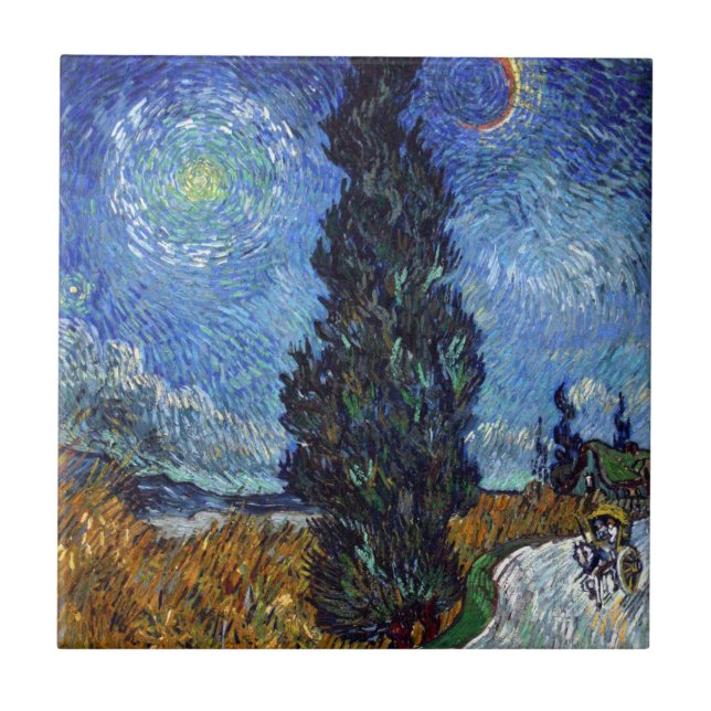 Estrada com Ciprestes Impressionismo de Van Gogh (Frente)