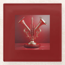 Estranho Instrumento Horn Descansado Em Pedestal