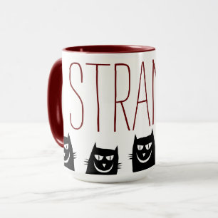 "ESTRANHOS" 5 GATOS PRETOS, CANECA DE CAFÉ