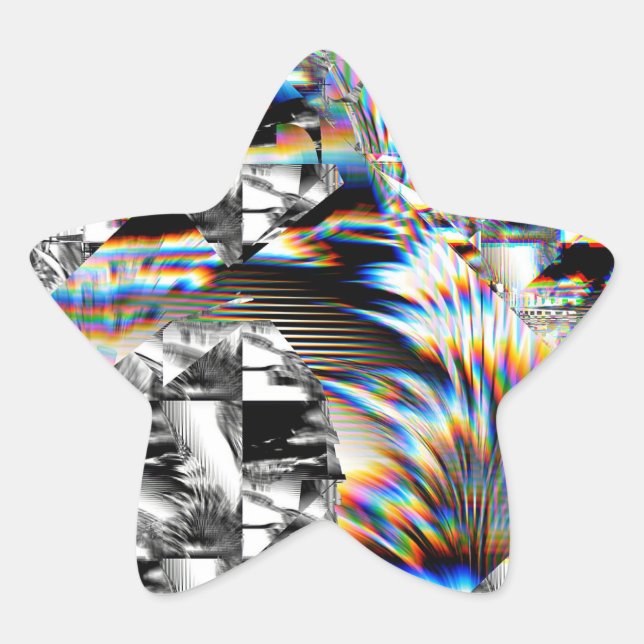 Estrela Adesivo Clássico Arredondado de Assalto Arco-Íris (Frente)