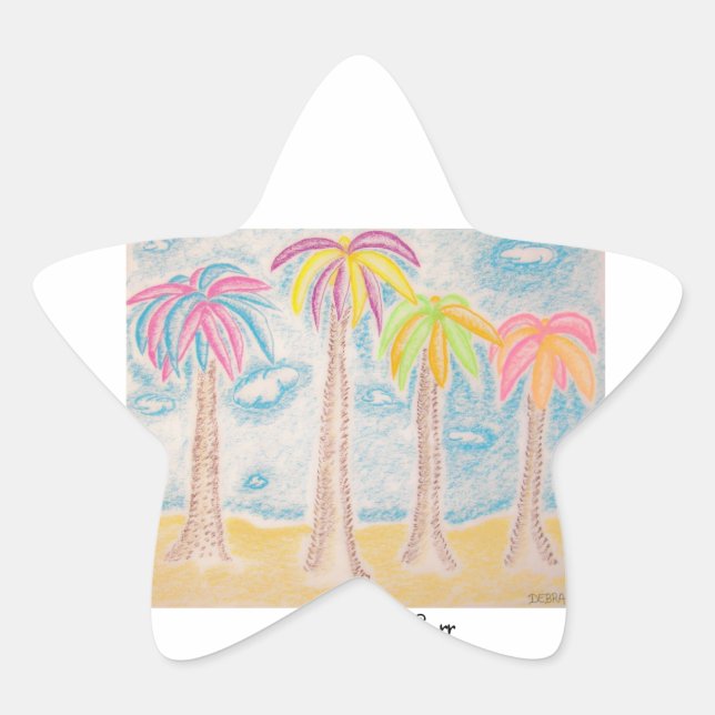 Estrela Adesivo colorido de palmeiras (Frente)