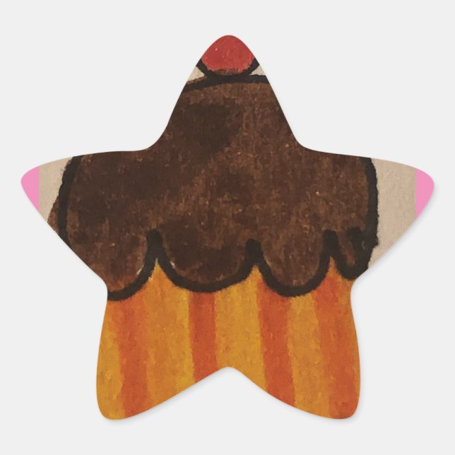 Estrela adesivo com cupcake de chocolate (Frente)