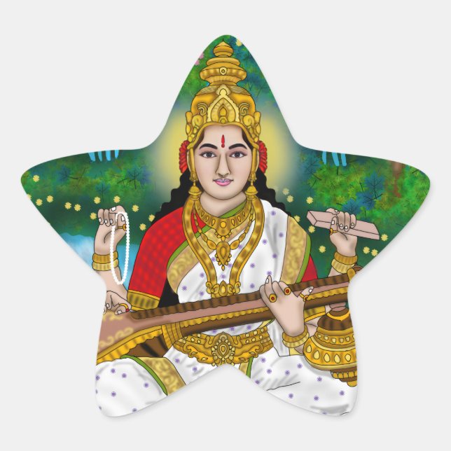 Estrela Adesivo da Deusa Saraswati (Frente)