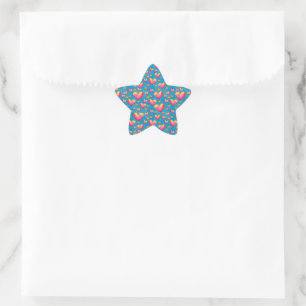 Estrela Adesivo de Corações Aquarela Multicoloridos