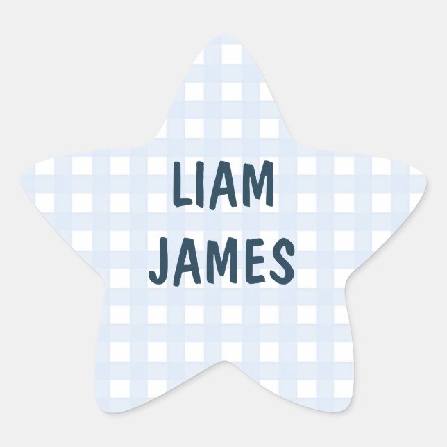Estrela Adesivo de Envelope Starry Gingham Baby Boy (Frente)