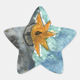 Estrela Adesivo de lua solar celestial