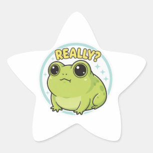 Estrela Adesivo de Rã Realmente Fofo Rã Meme Kawaii Olhar